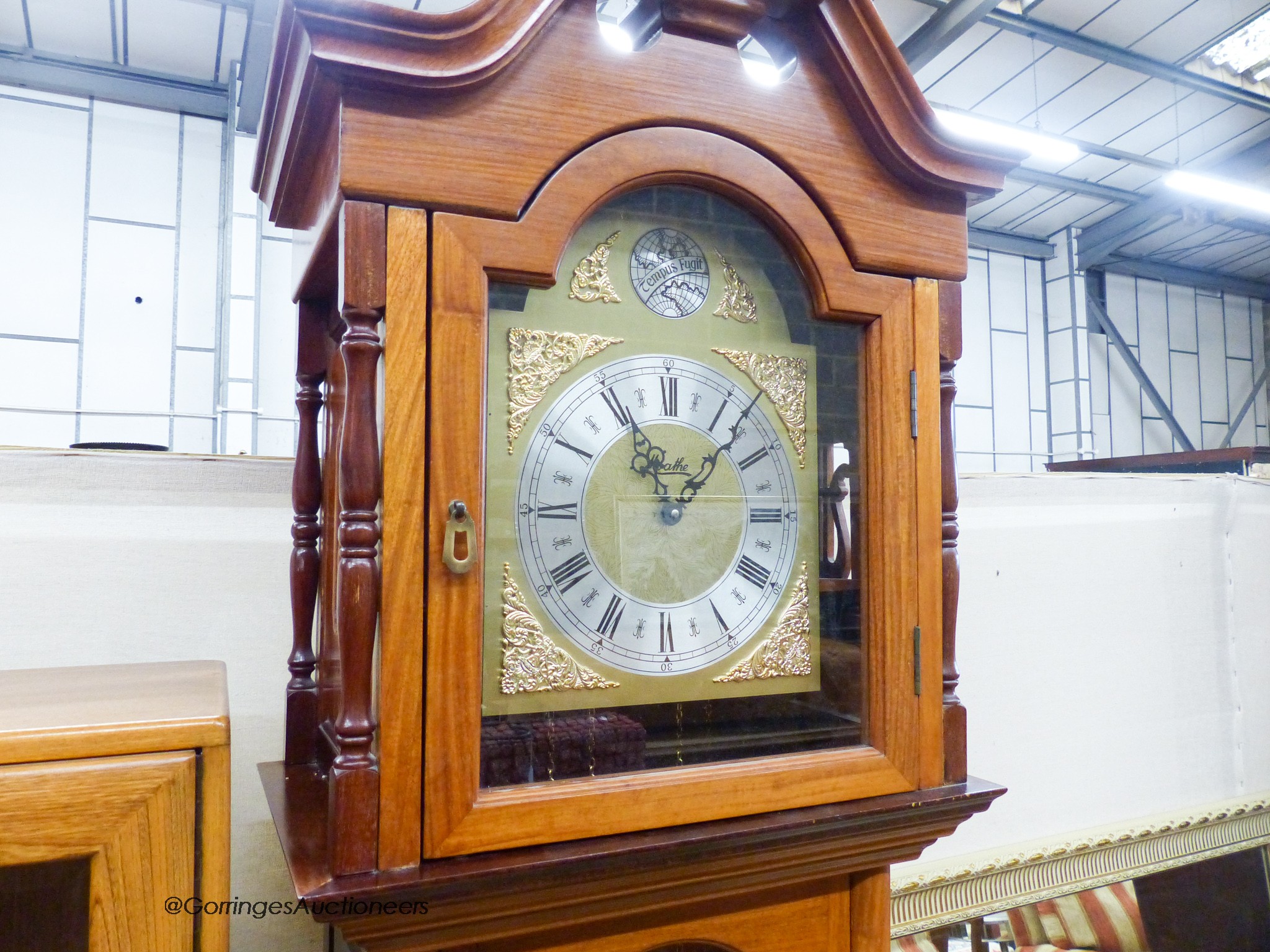 A reproduction mahogany eight day longcase clock, height 218cm